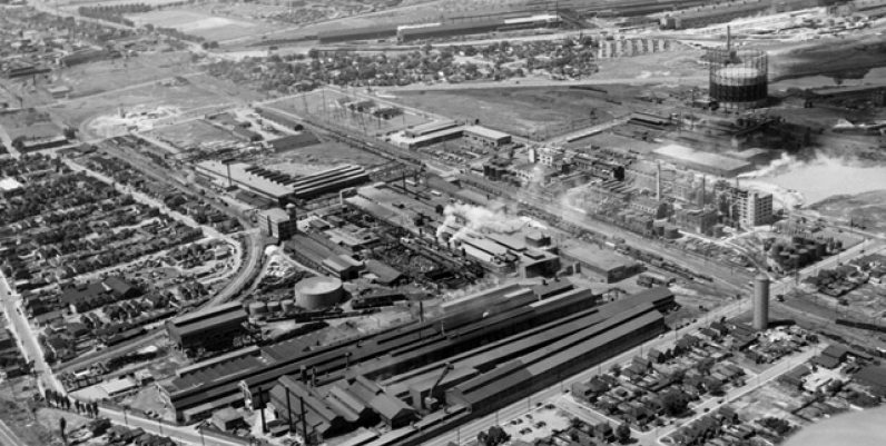 Aerial view of Hamilton's industrial harbourfront