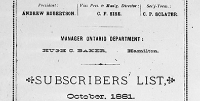 Bell Telephone Directory for Toronto, Hamilton, and Dundas, 1881